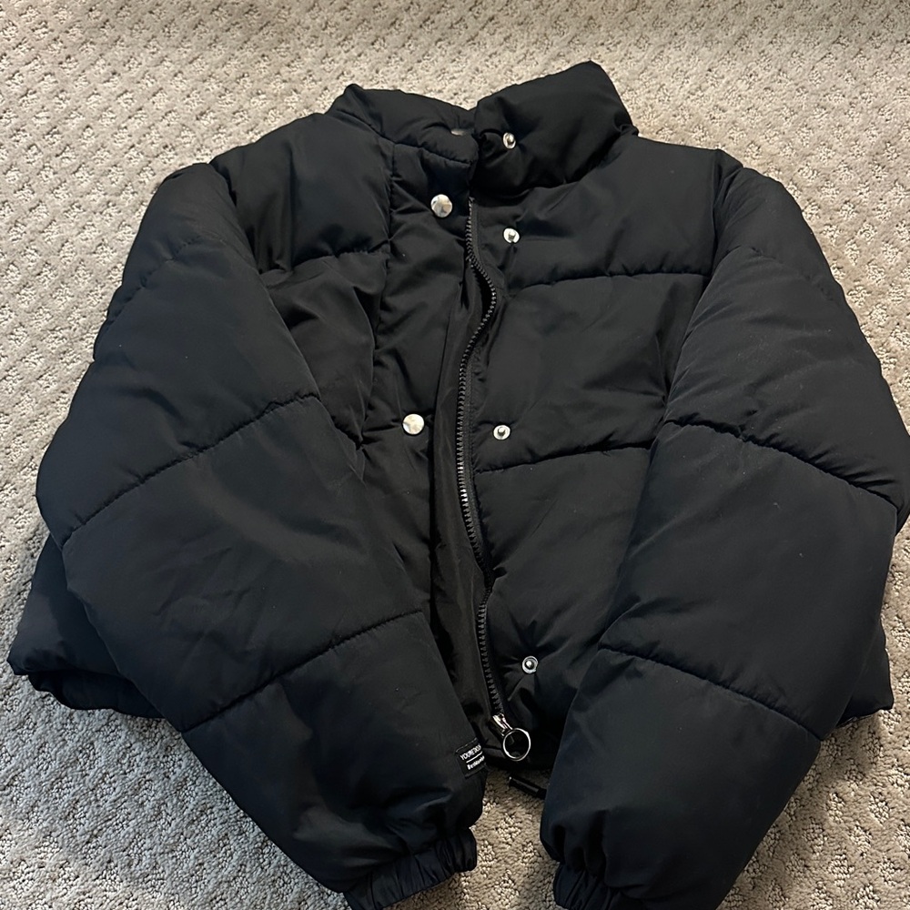 Bershka Black Functional cropped Puffer Coat